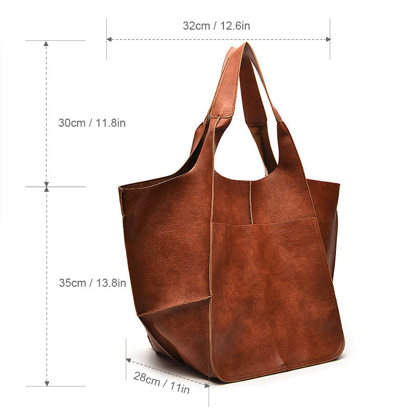 Oversized Leather Vintage Shoulder Bag