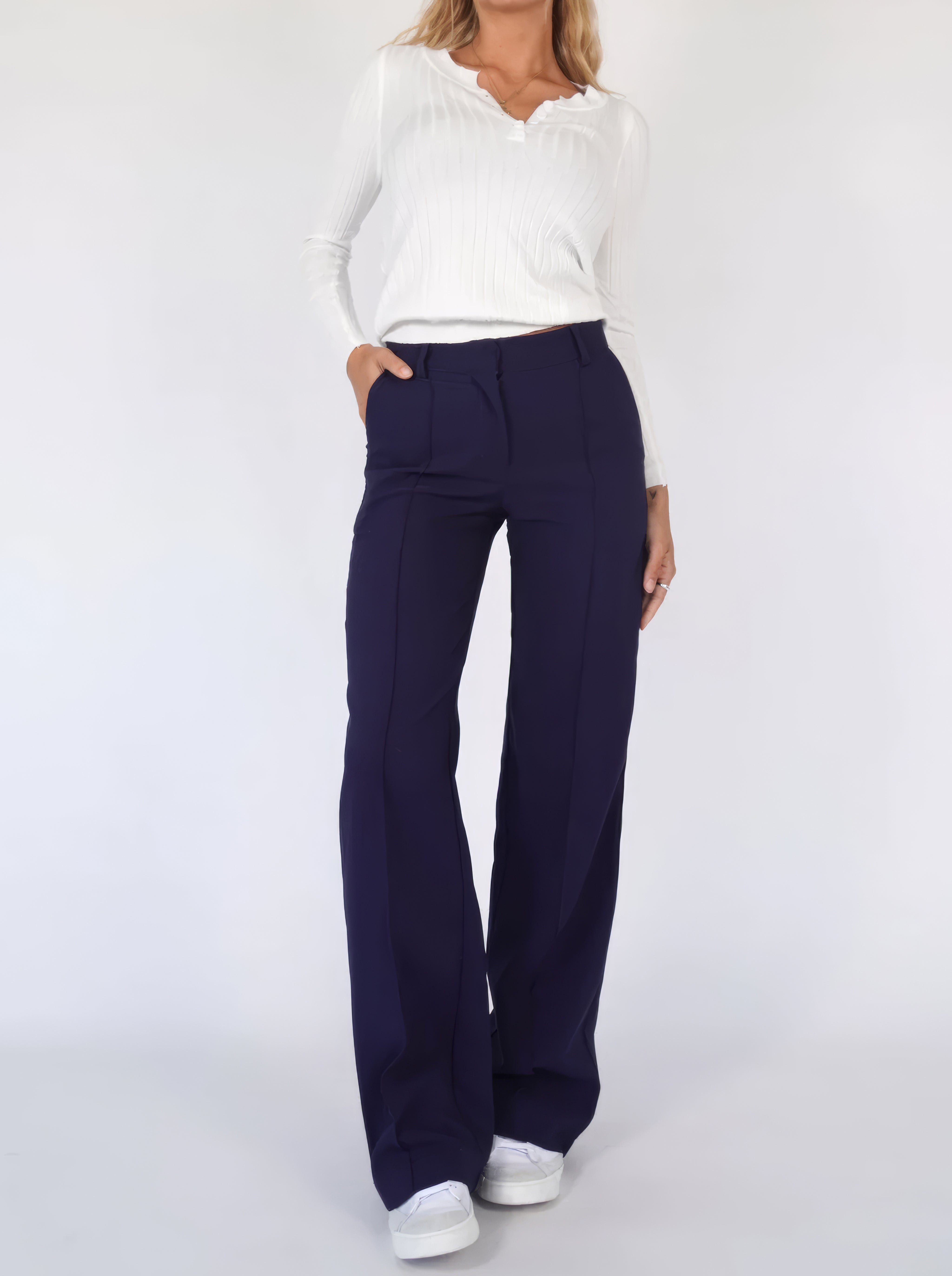 Beau | High-Waisted Straight-Leg Trousers