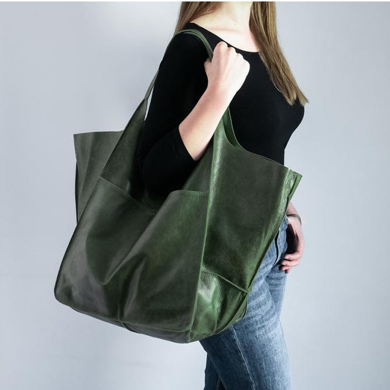 Oversized Leather Vintage Shoulder Bag