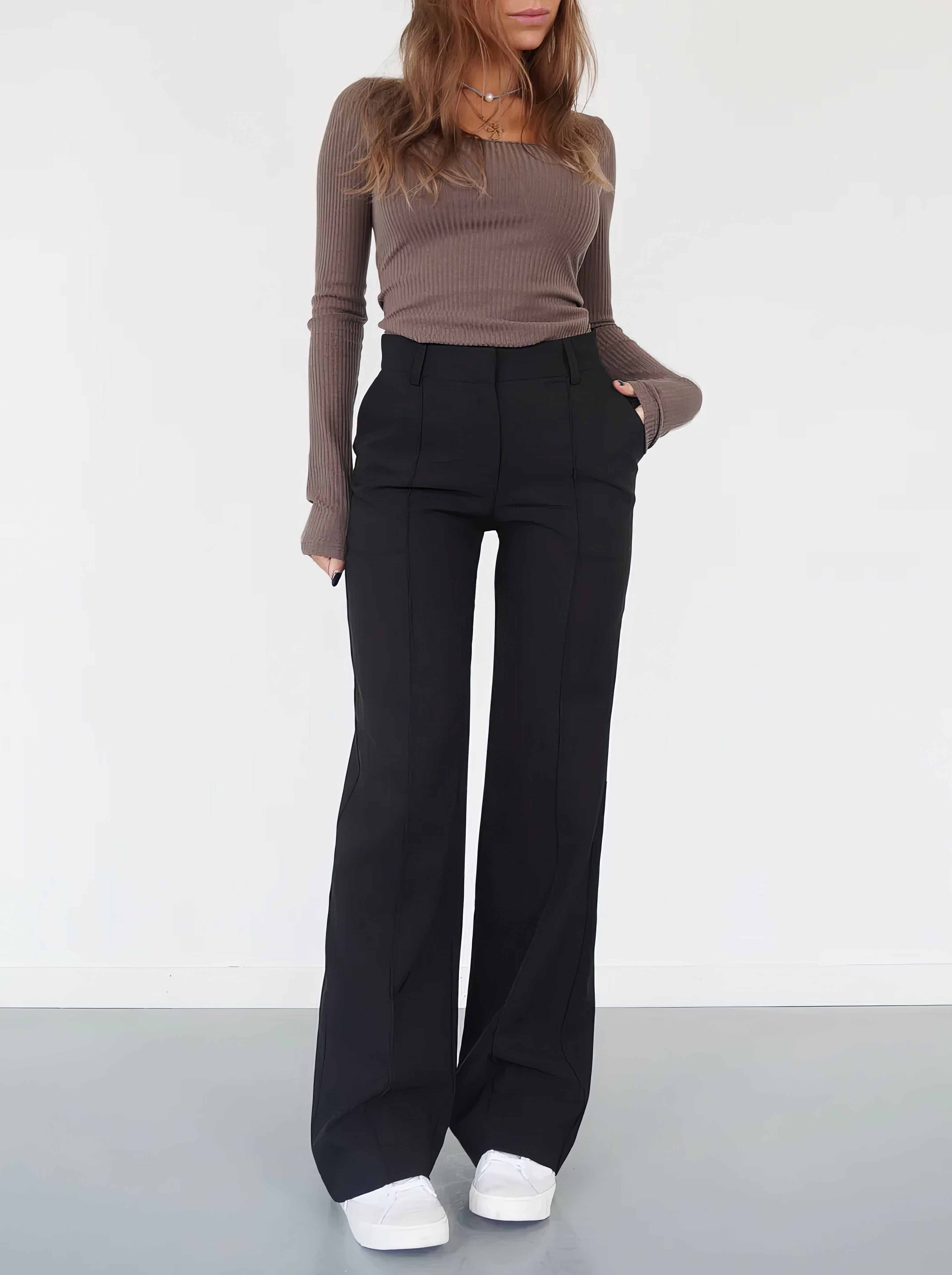 Beau | High-Waisted Straight-Leg Trousers