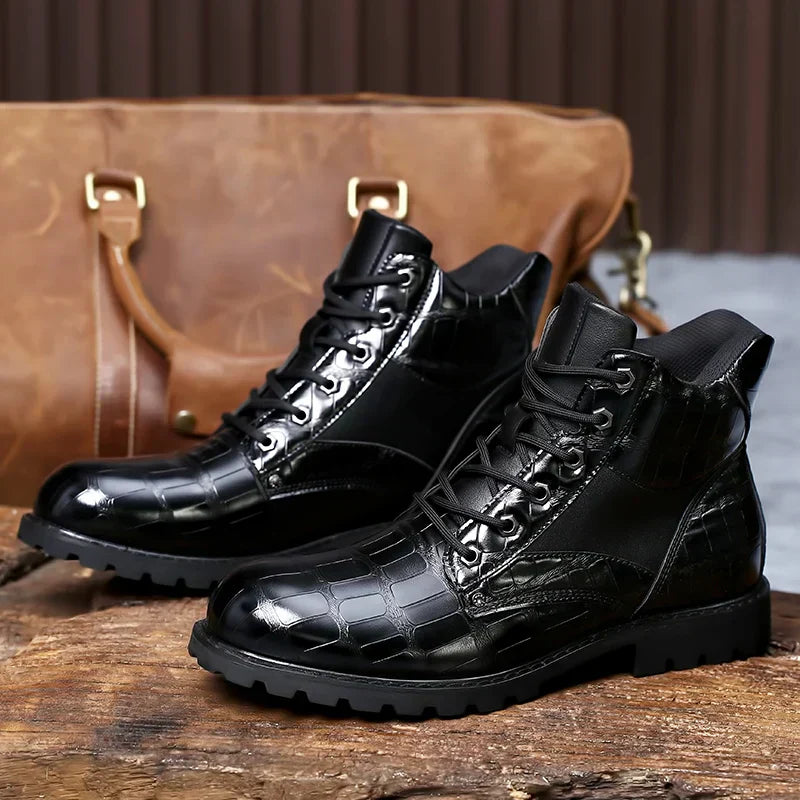 Isaac™ - Chic Crocodile Leather Chelsea Boots