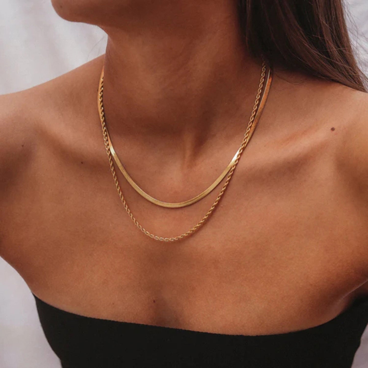 Maree | Double Link Layered Gold Necklace