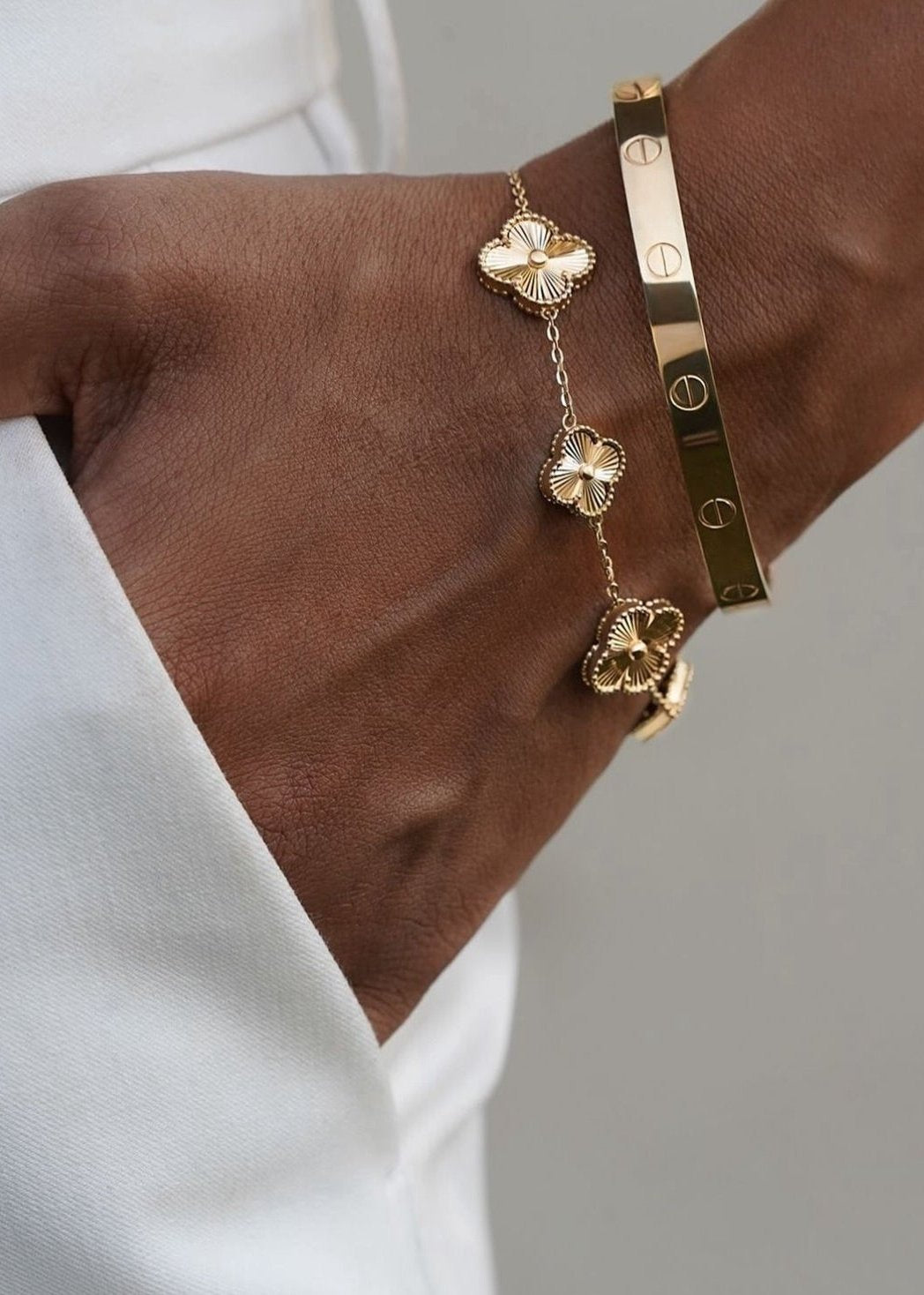 Gold Clover Bracelet for Brides – Hypoallergenic Stainless Steel