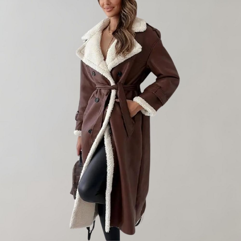 Diewke | Long Women's Winter Coat with Faux Fur – Elegant & Warm