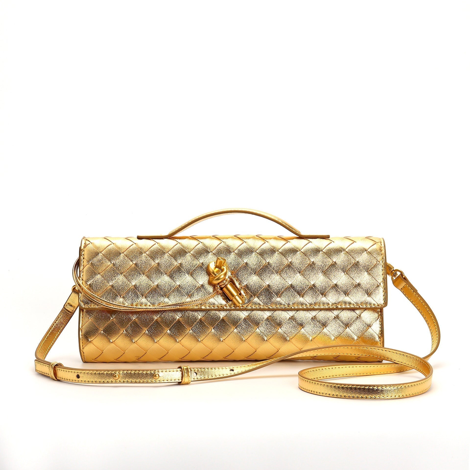 Leora | Luxe Shoulder Bag - Woven Clutch