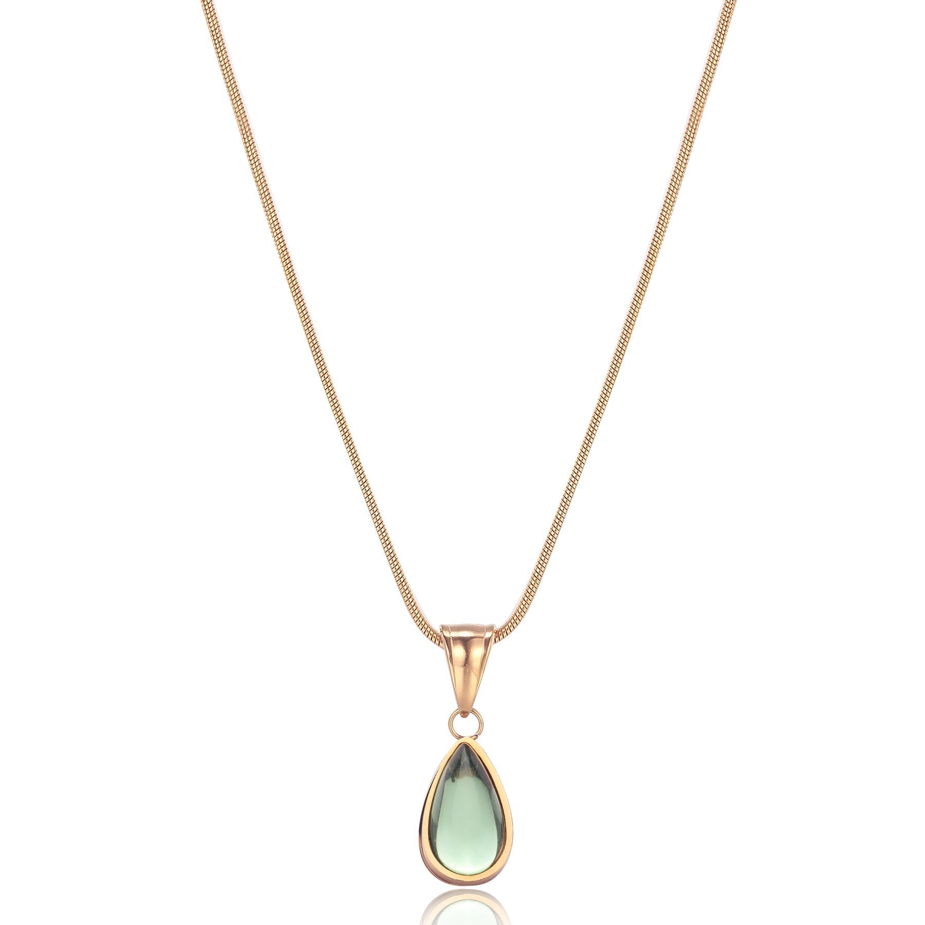 Yess | Chic Gold Necklace Adorned with Olive Stone