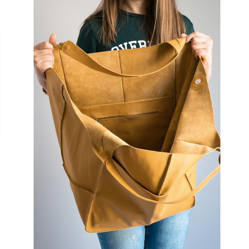 Oversized Leather Vintage Shoulder Bag