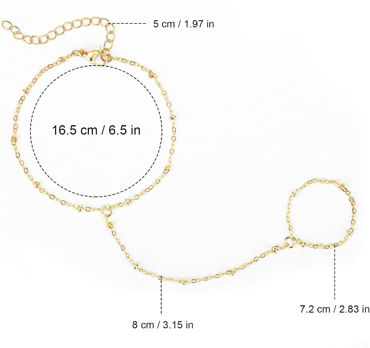 Quincy | Dual Gold Hand Chain and Bracelet
