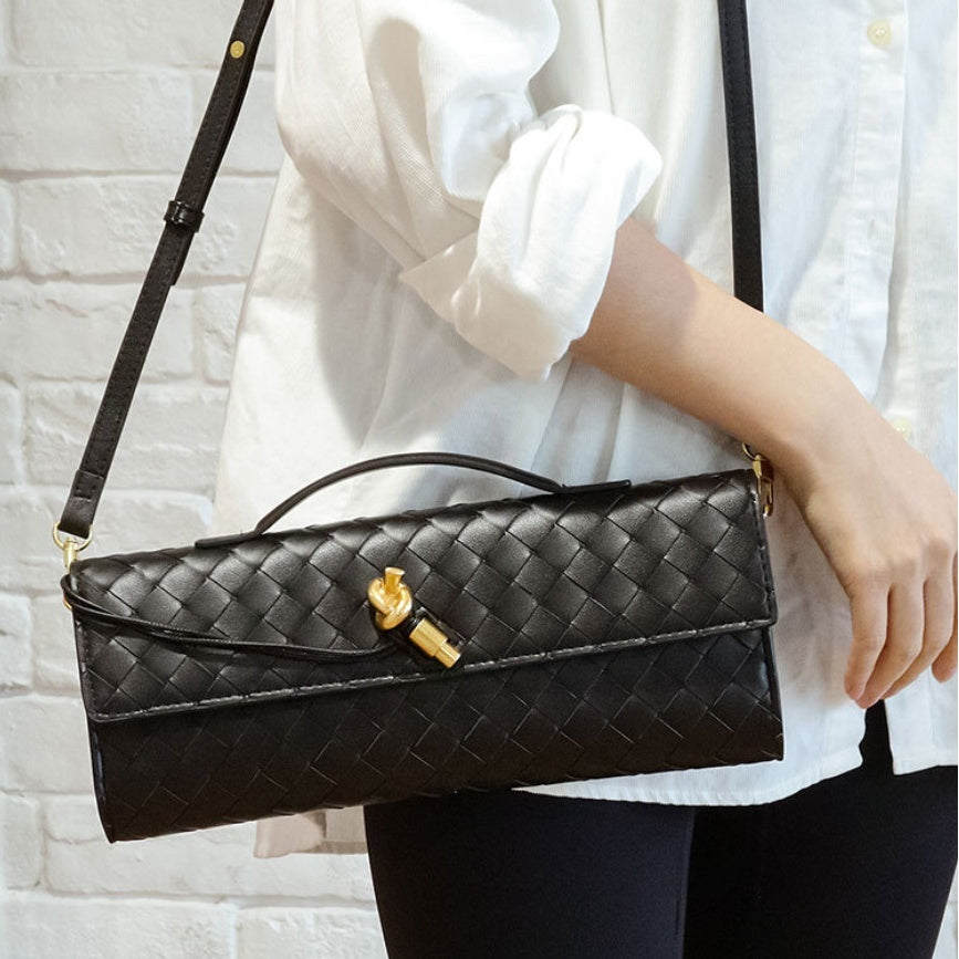 Leora | Luxe Shoulder Bag - Woven Clutch