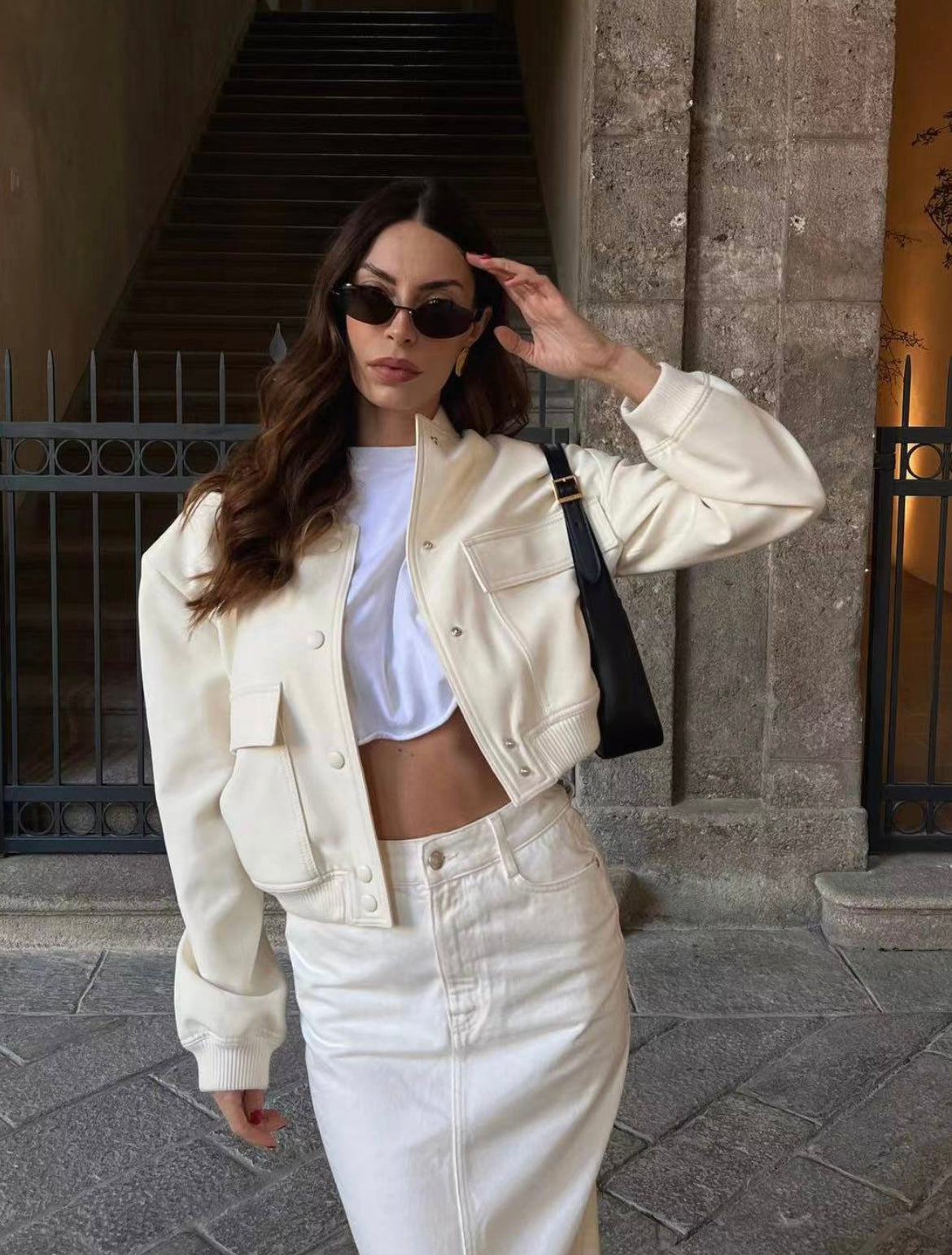 Stylish Cropped Bomber Jacket
