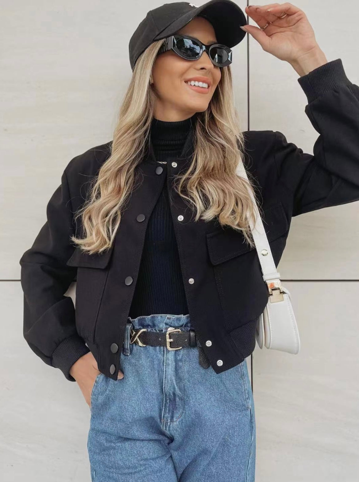 Stylish Cropped Bomber Jacket