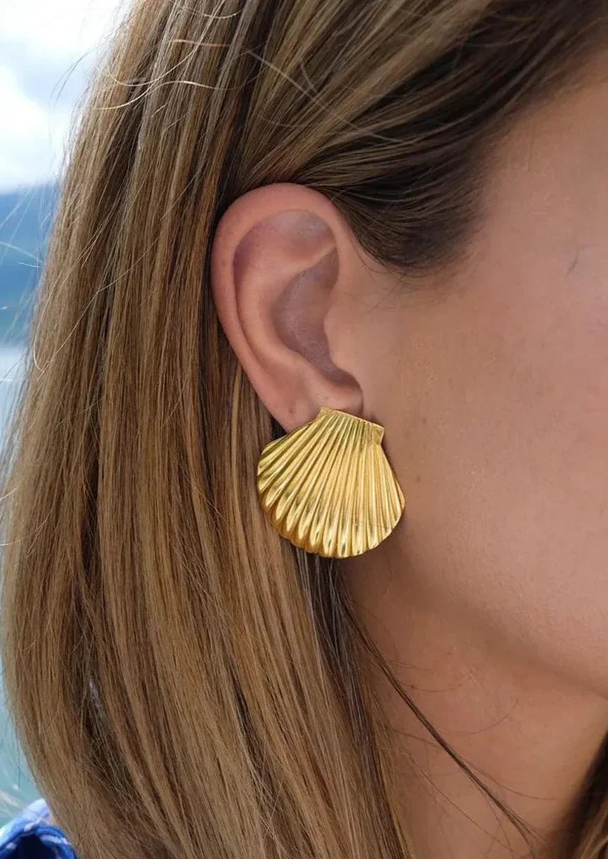 Etna | Hypoallergenic & Waterproof Gold Shell Earrings