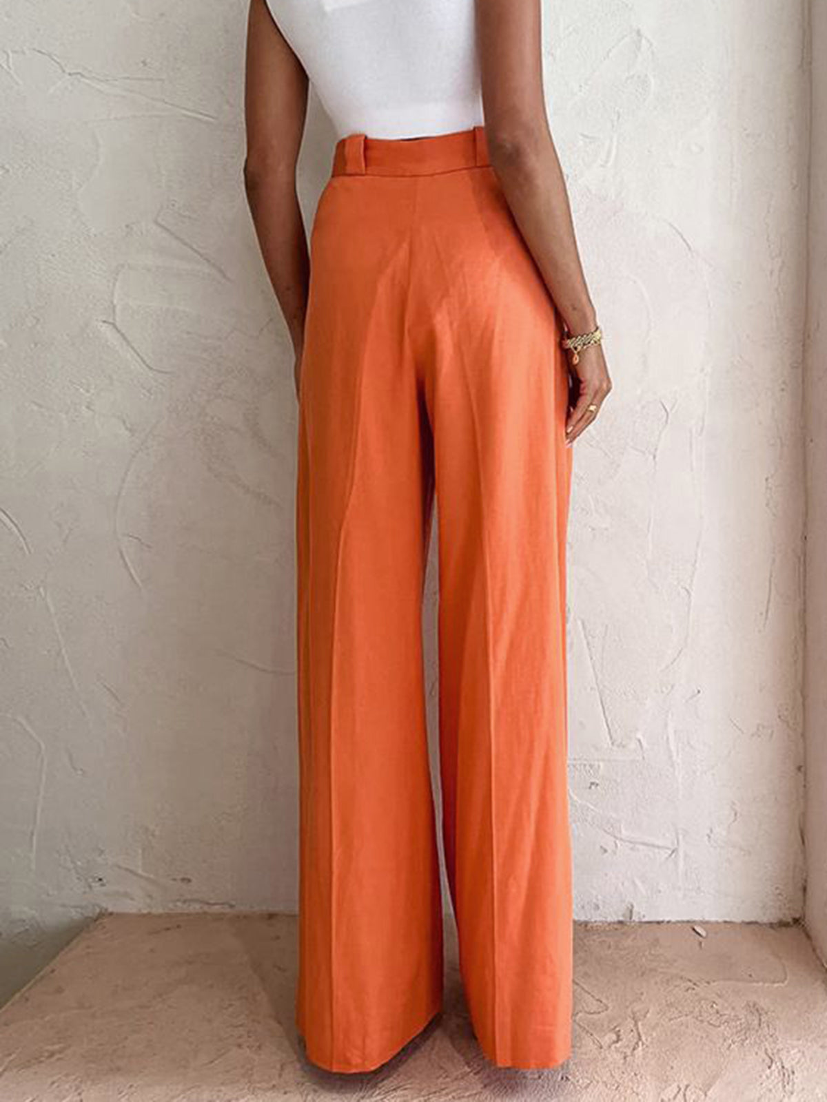 High-Waisted Summer Pants for Women – Wide-Leg Linen Cotton Trousers