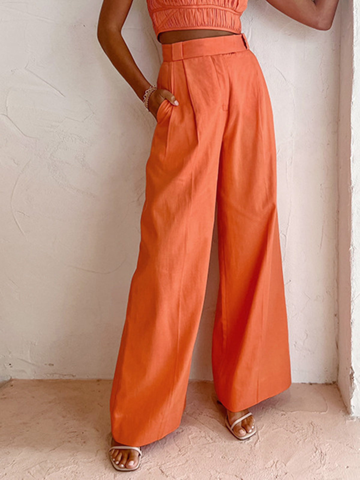 High-Waisted Summer Pants for Women – Wide-Leg Linen Cotton Trousers