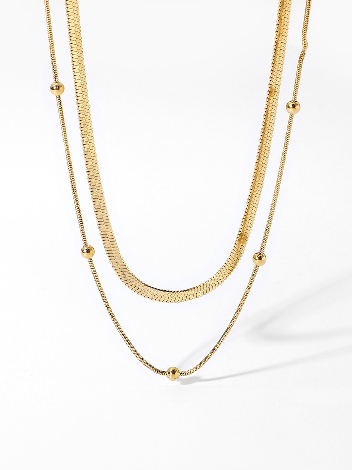 Kacey | Beaded Layered Gold Necklace