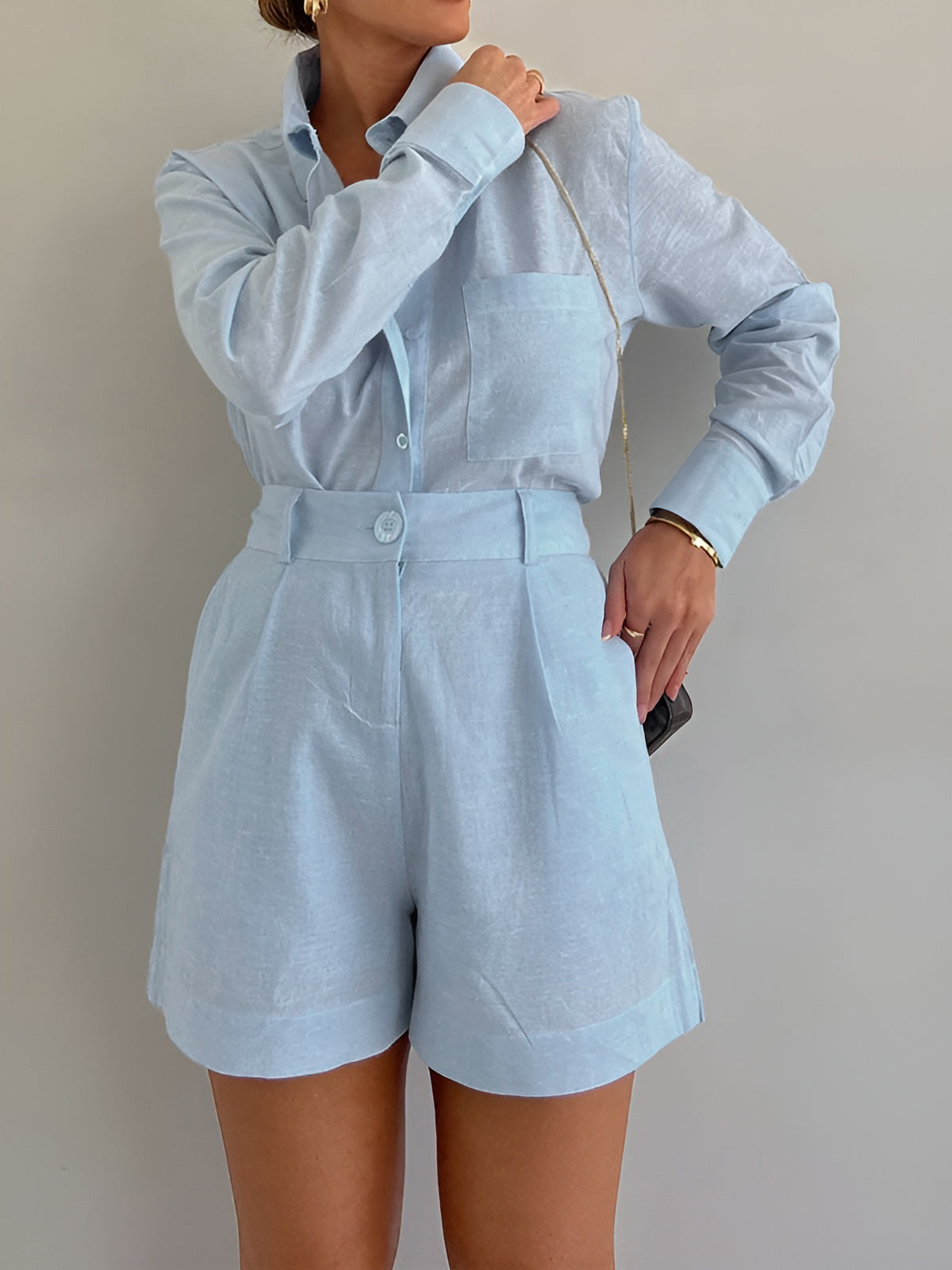 Dona | Women's Two-Piece Cotton Set – Blouse & Shorts for a Stylish Summer