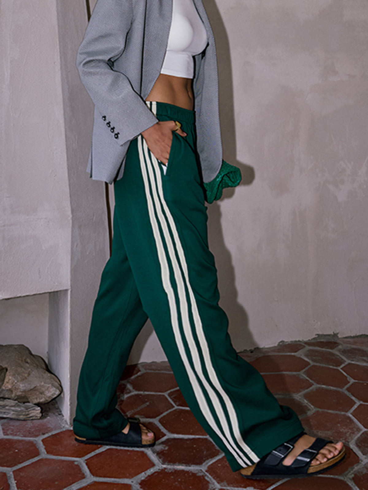Women's Striped High-Waisted Patchwork Pants – Stylish & Comfortable