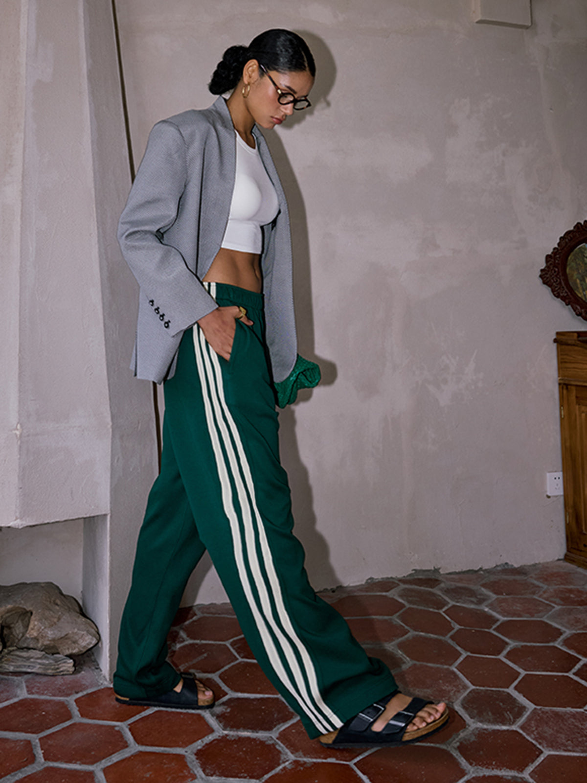 Women's Striped High-Waisted Patchwork Pants – Stylish & Comfortable