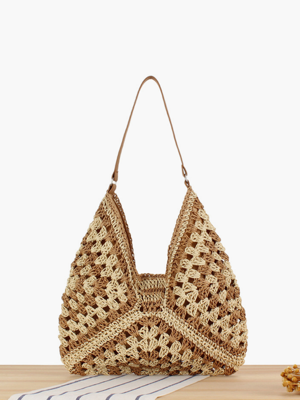 Ofelia | Vintage Crocheted Macramé Shoulder Bag Straw