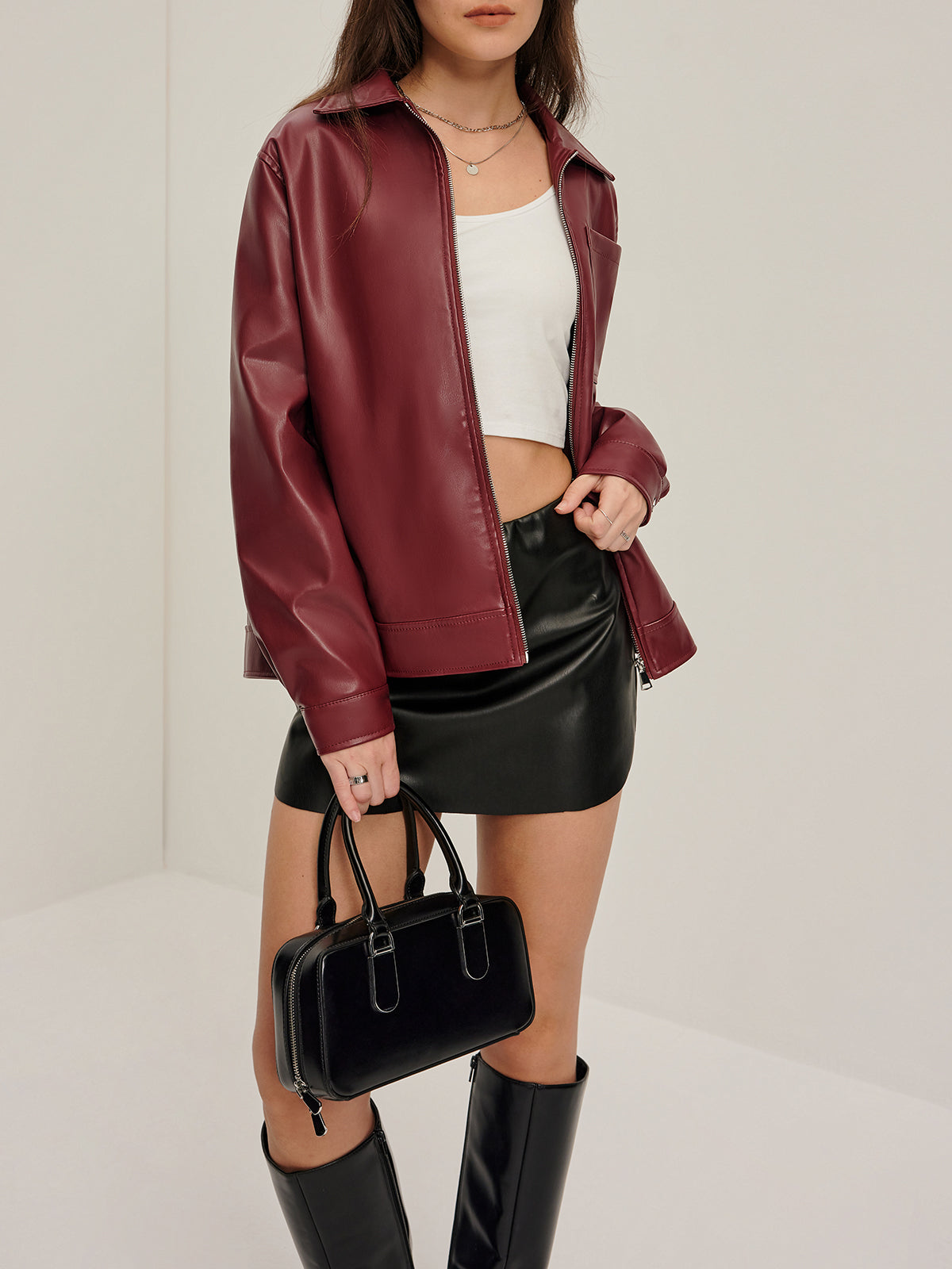 Nalani | Retro Jacket Made of Vegan Leather with Zipper – Regular Fit for Women