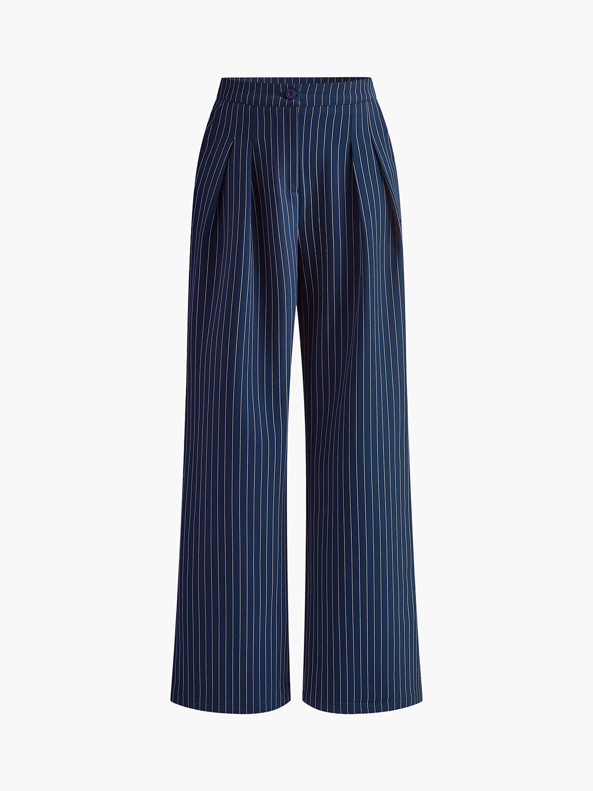 Hedy | Women's High-Waisted Striped Pleated Wide-Leg Trousers – Elegant Style