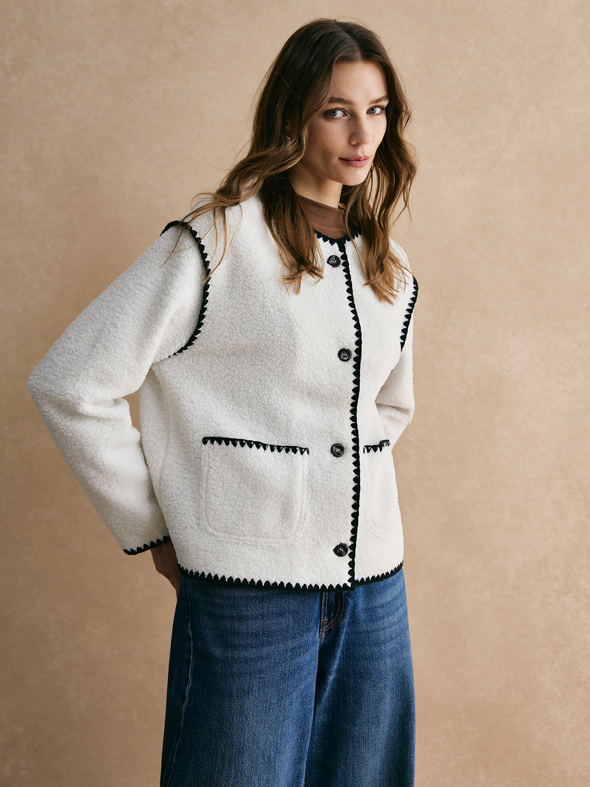 Jolente | Contrast Fleece Jacket Made of Minky Fleece – Soft & Warm