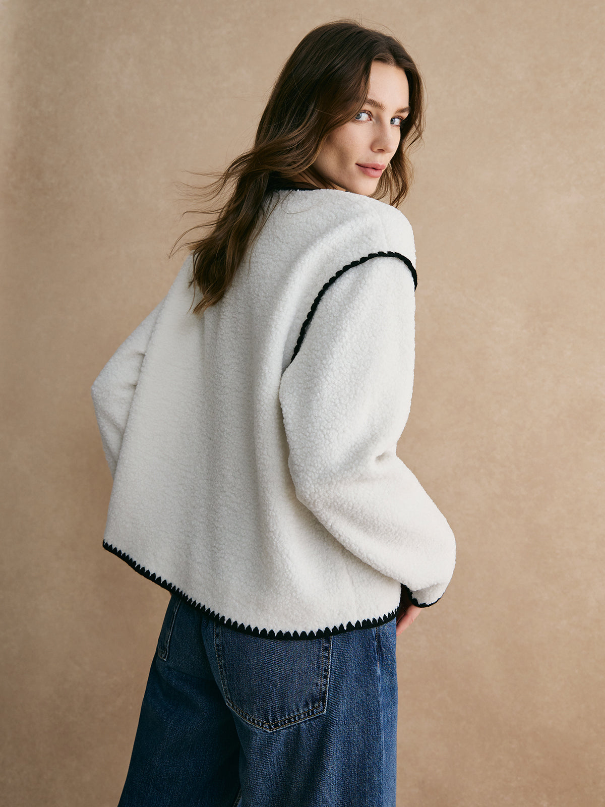 Jolente | Contrast Fleece Jacket Made of Minky Fleece – Soft & Warm