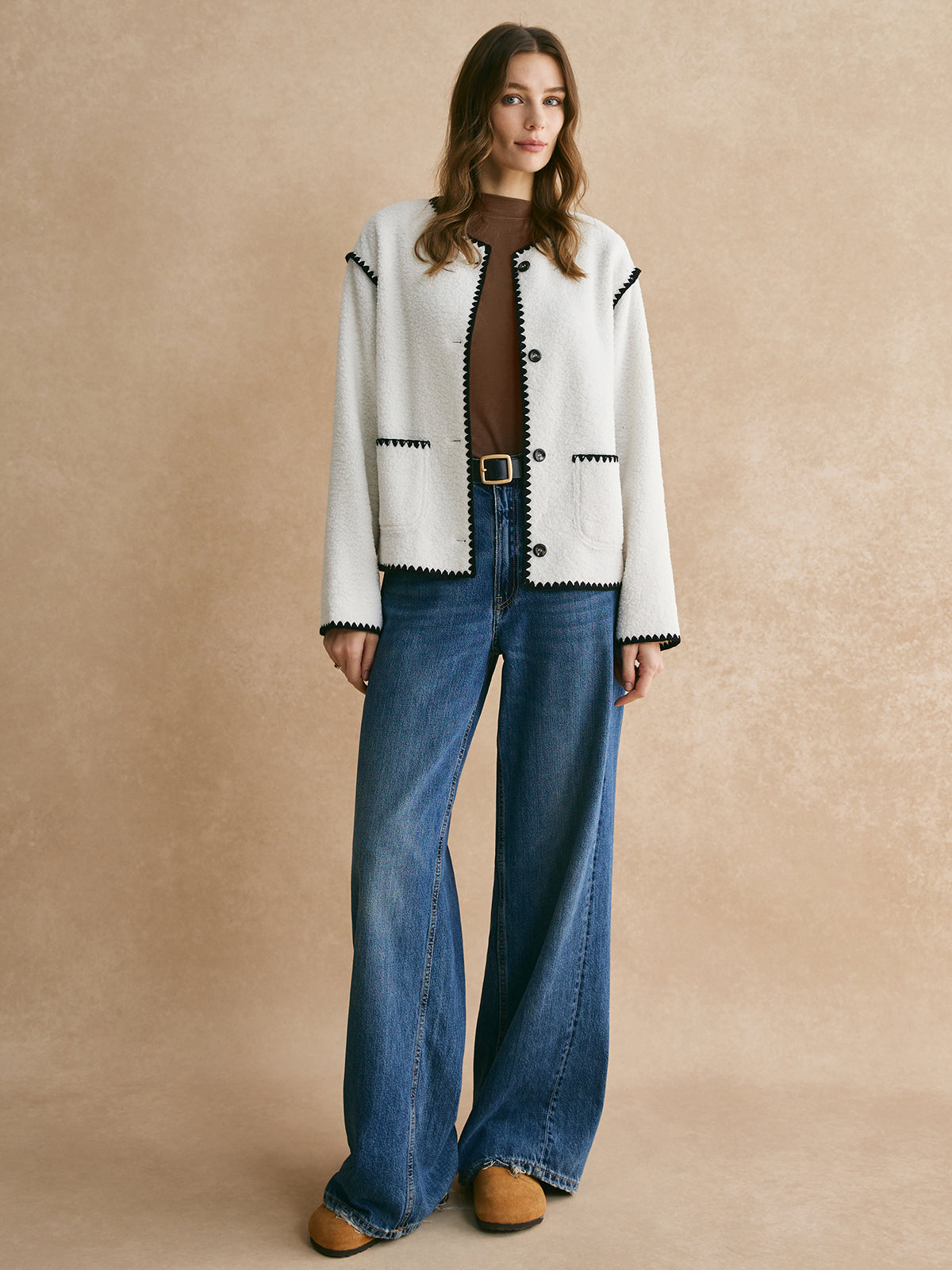 Jolente | Contrast Fleece Jacket Made of Minky Fleece – Soft & Warm