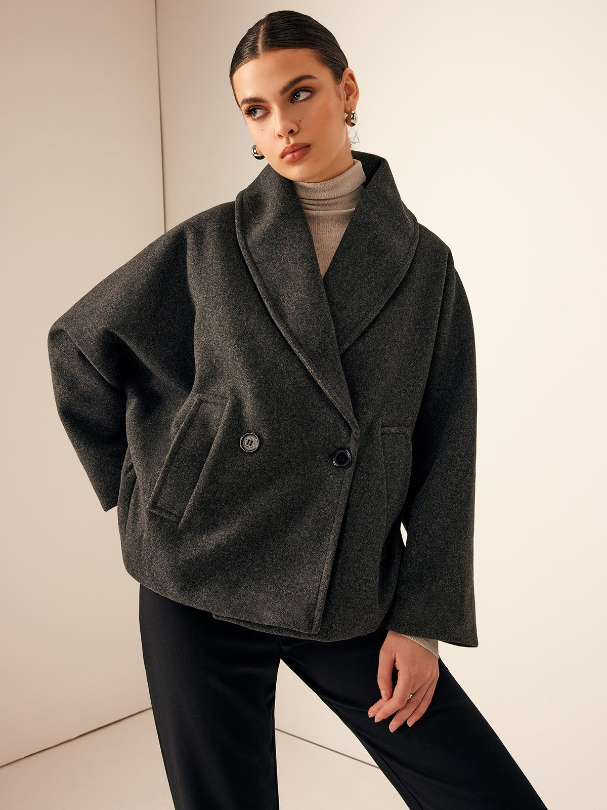 Analisa | Tweed Short Jacket with Pocket Details – Warm Jacket for Autumn & Winter