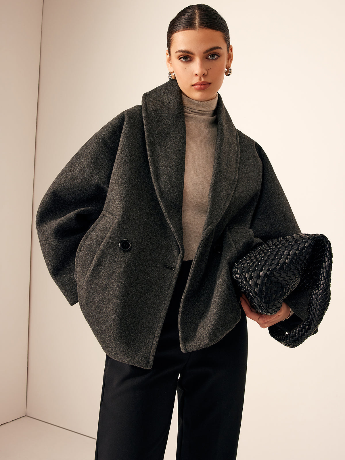 Analisa | Tweed Short Jacket with Pocket Details – Warm Jacket for Autumn & Winter