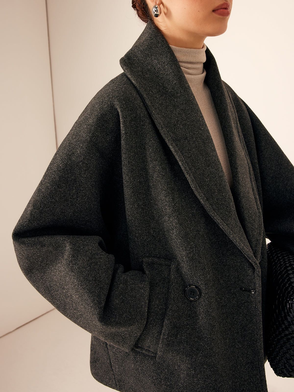 Analisa | Tweed Short Jacket with Pocket Details – Warm Jacket for Autumn & Winter