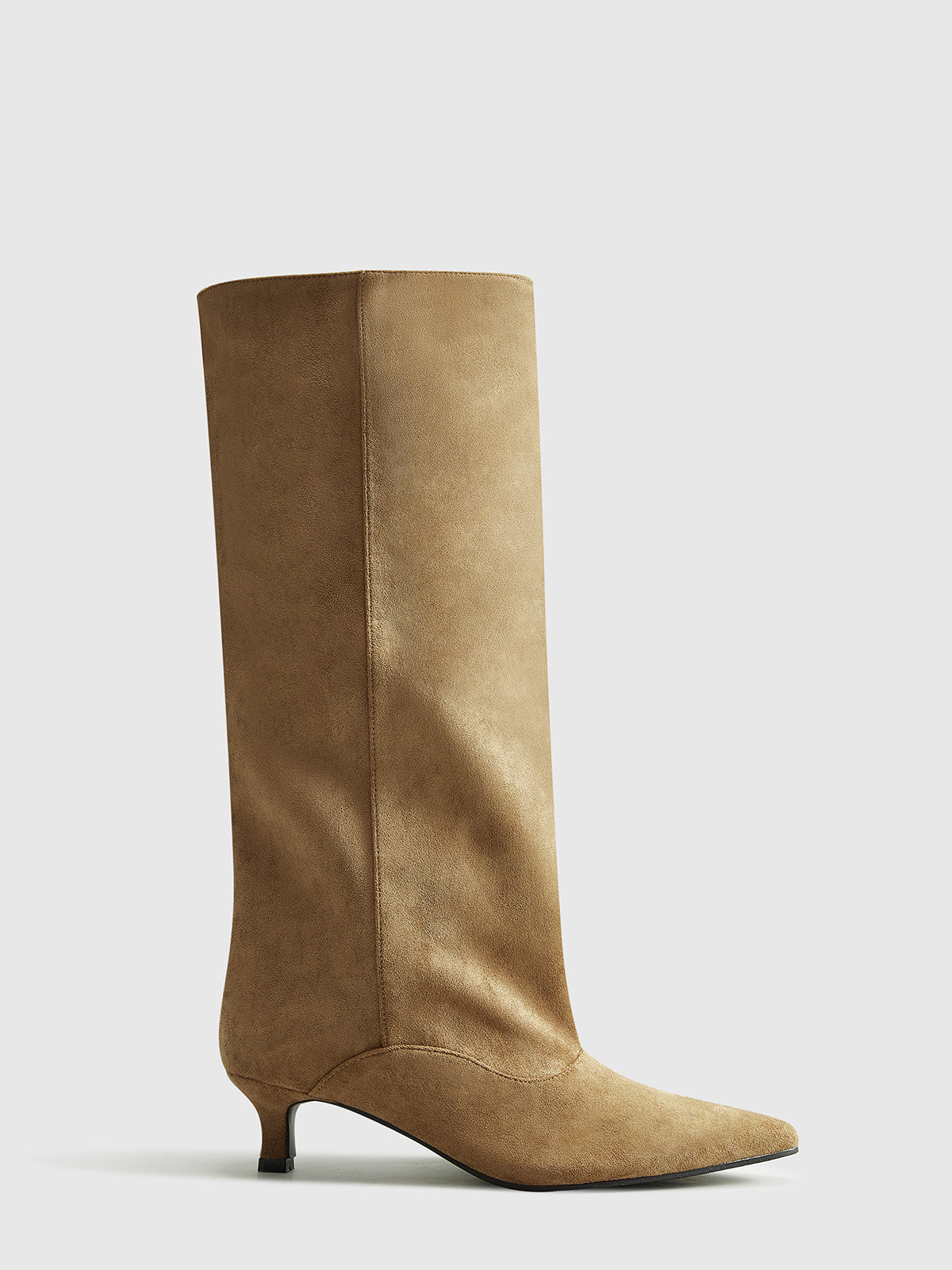 Dunyana | Women's Knee-High Suede Boots with Kitten Heel