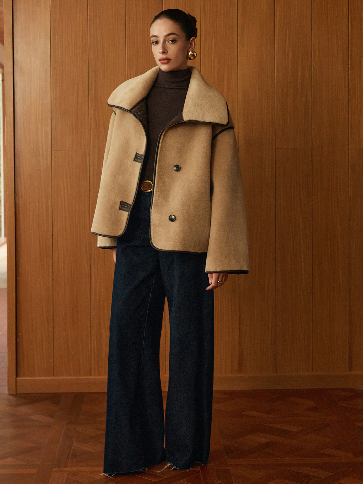 Bloeme | Minky Fleece Jacket with Contrast and Vegan Leather Accents