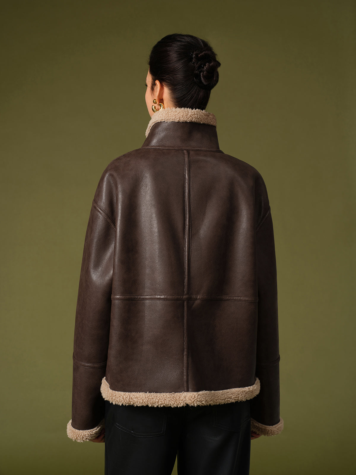Carina | Warm Fleece Jacket Made of Vegan Leather - Women