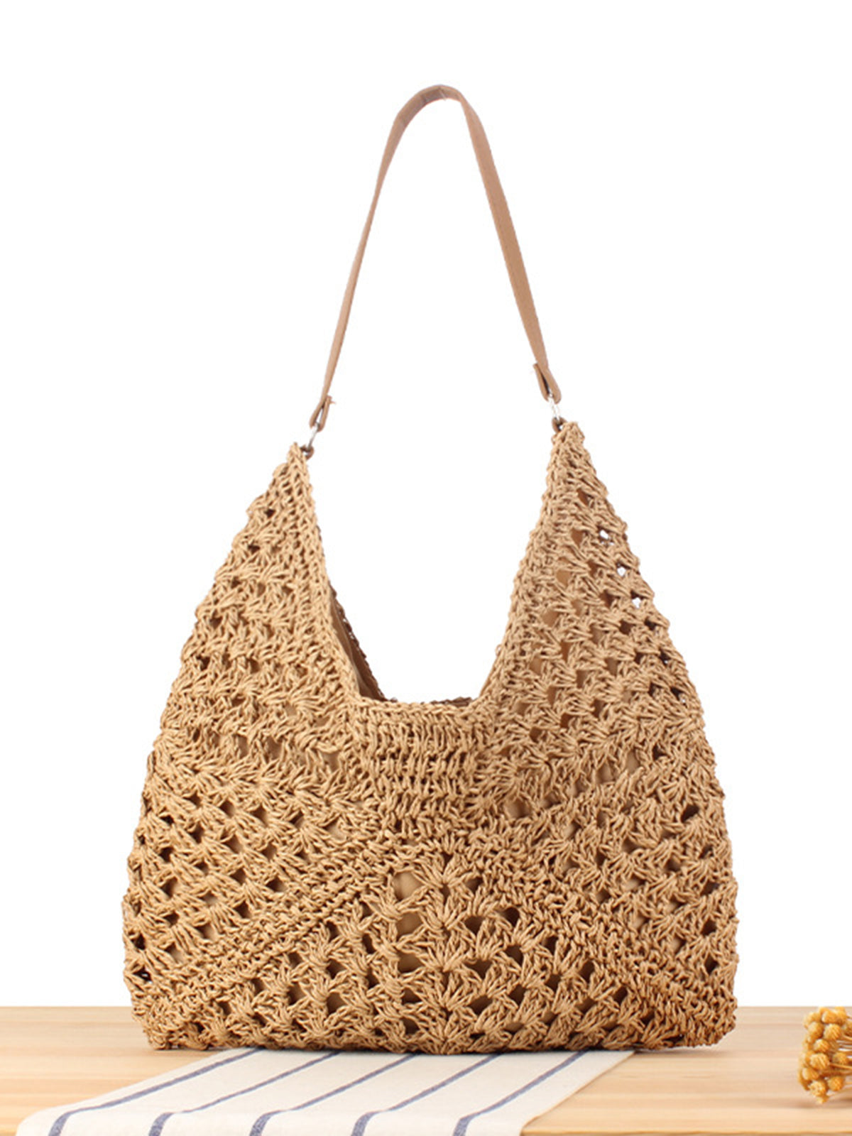 Ofelia | Vintage Crocheted Macramé Shoulder Bag Straw
