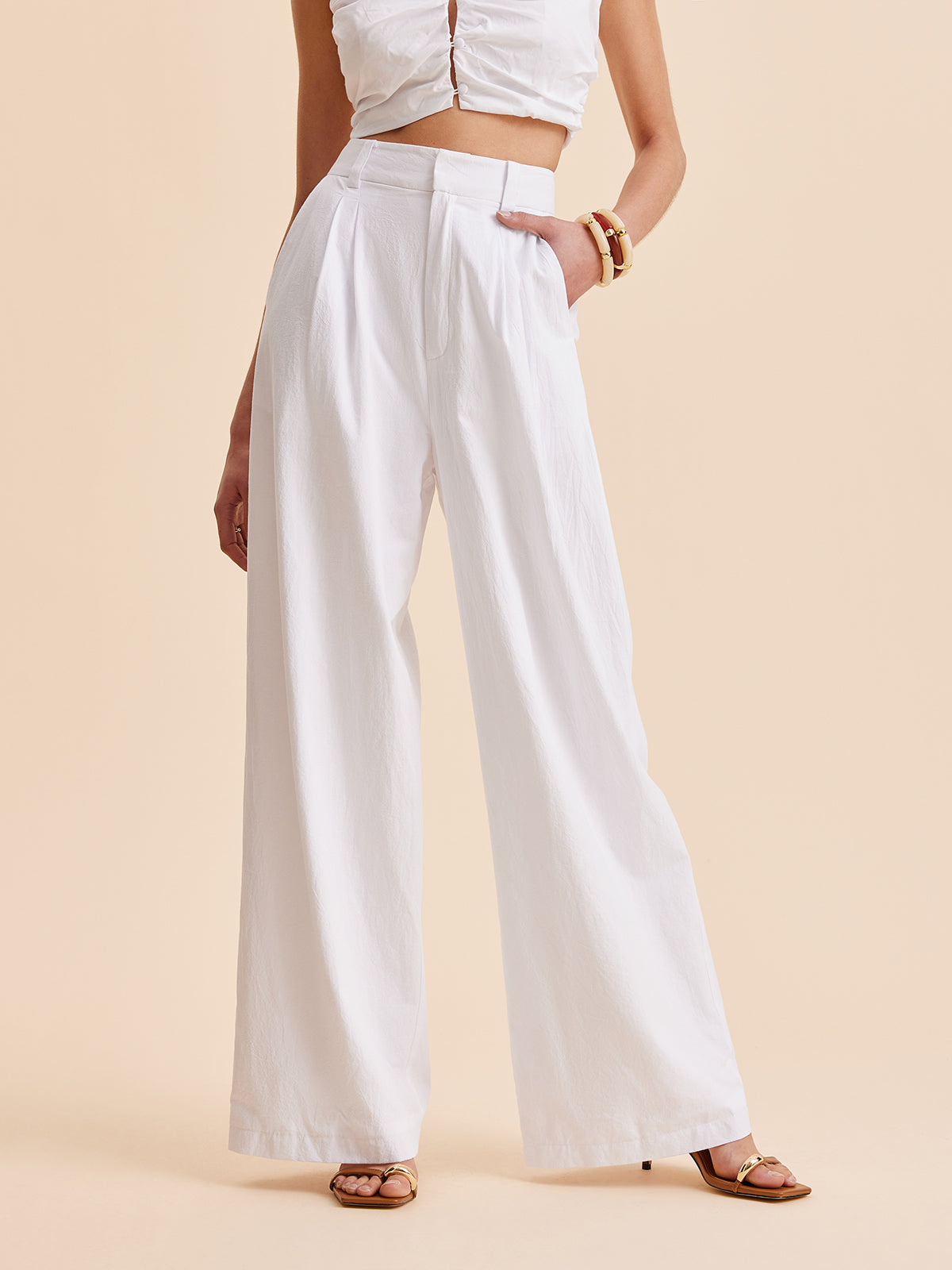 Isley | Mid-Rise Cotton Pants Featuring Pockets