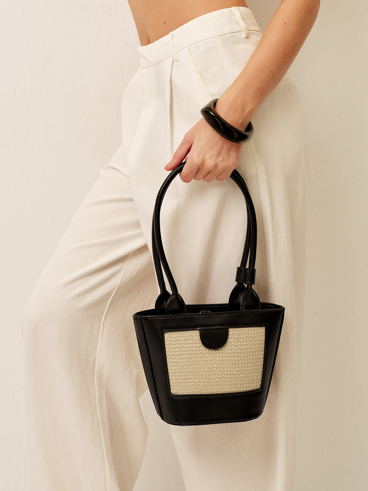 Christine | Tote Bag Women – Woven Handbag with Vegan Leather