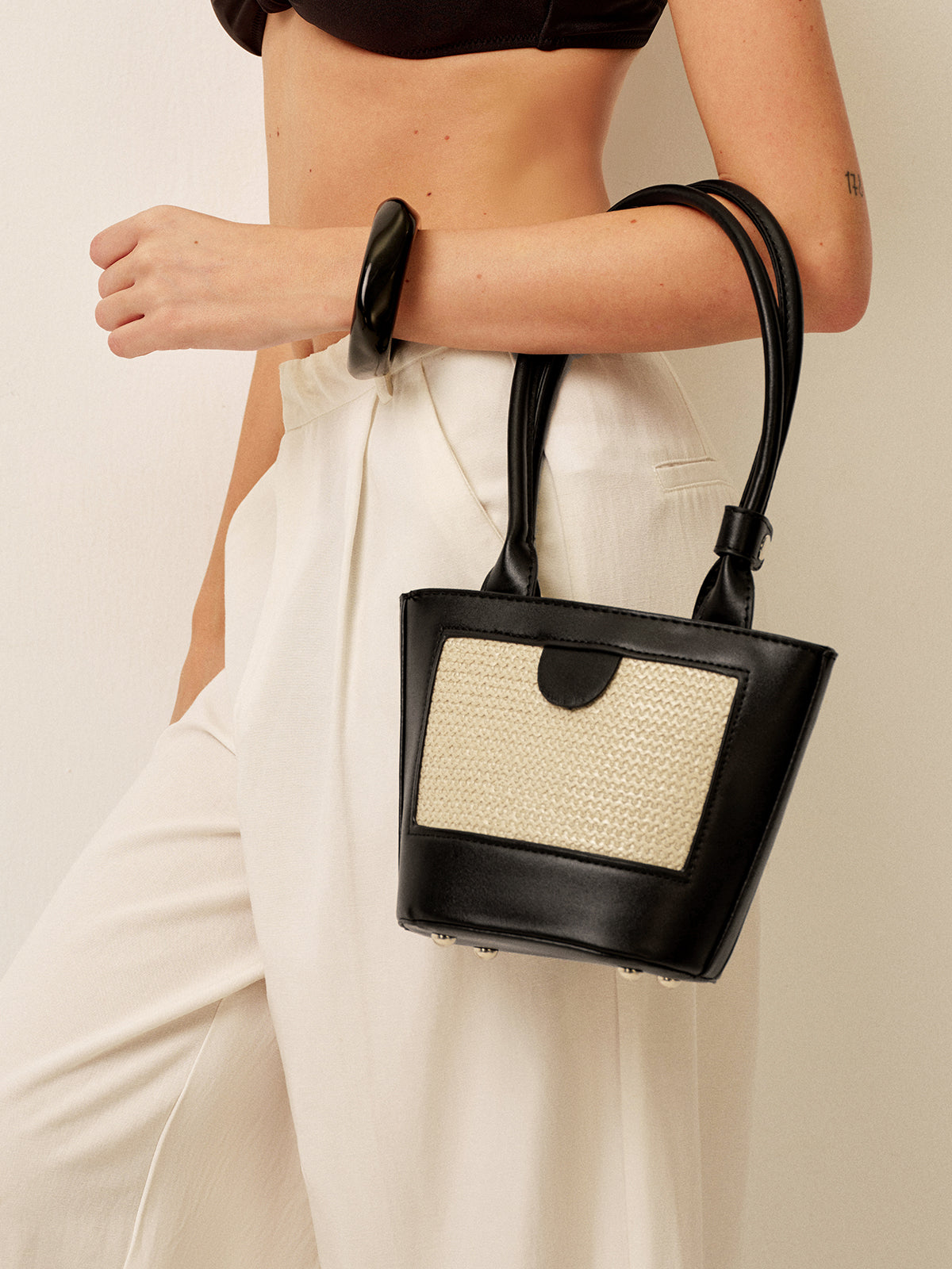 Christine | Tote Bag Women – Woven Handbag with Vegan Leather