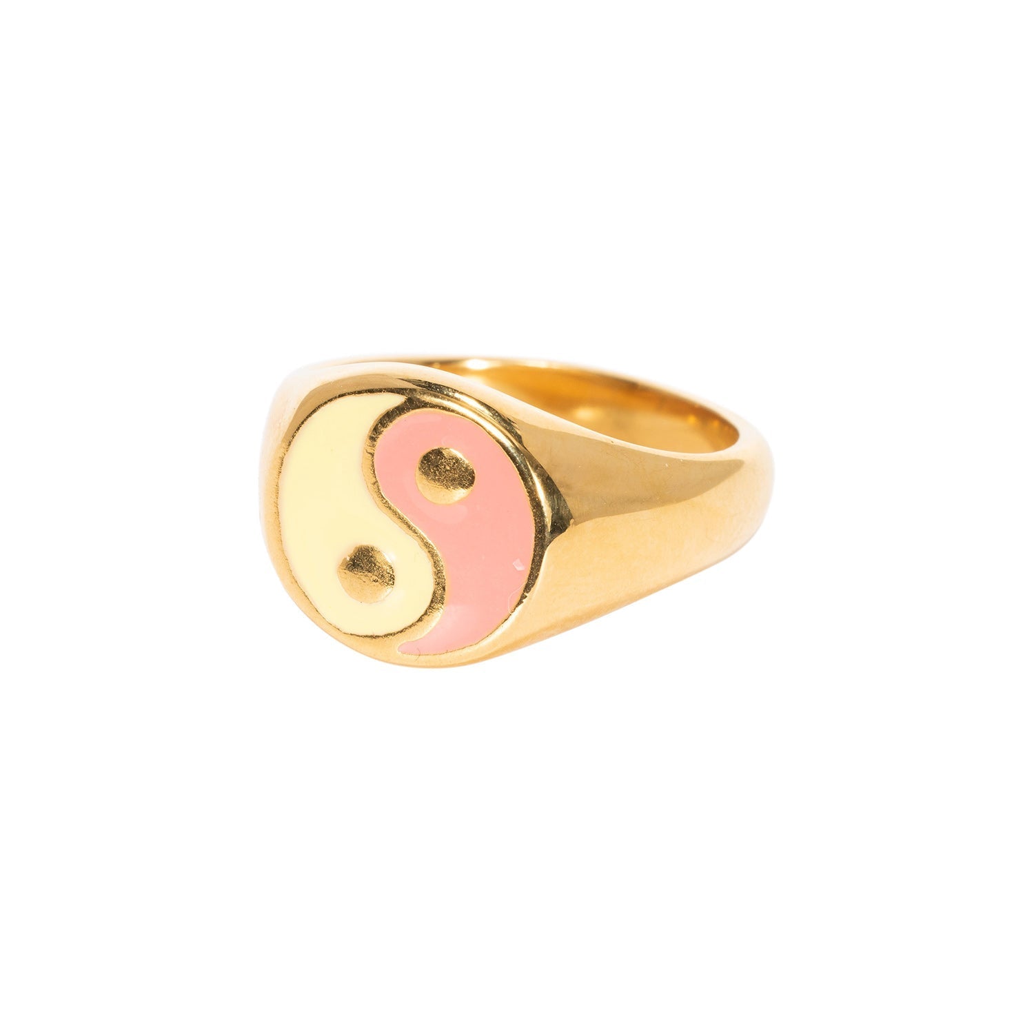 Women's Gold-Toned Stainless Steel Yin Yang Ring