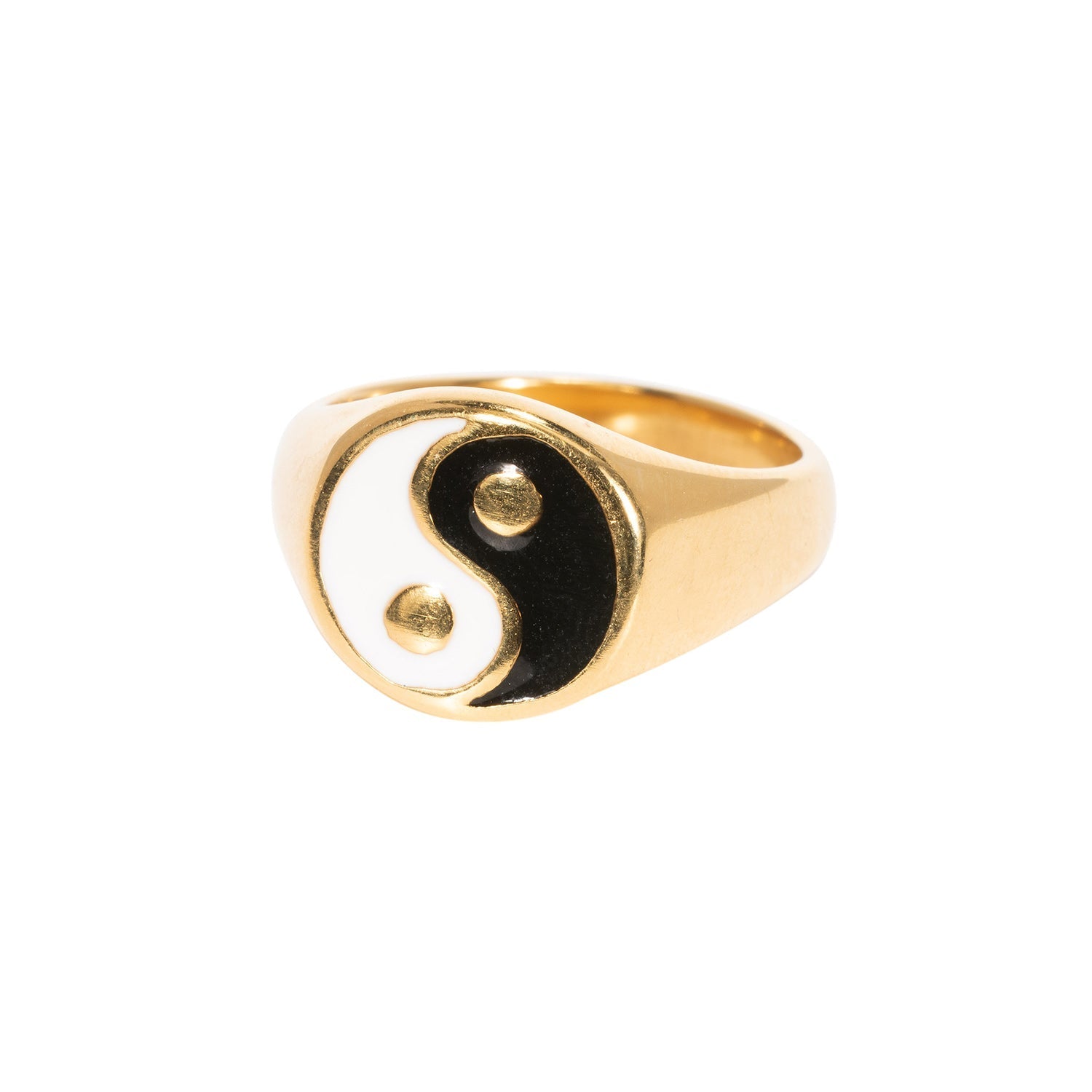 Women's Gold-Toned Stainless Steel Yin Yang Ring