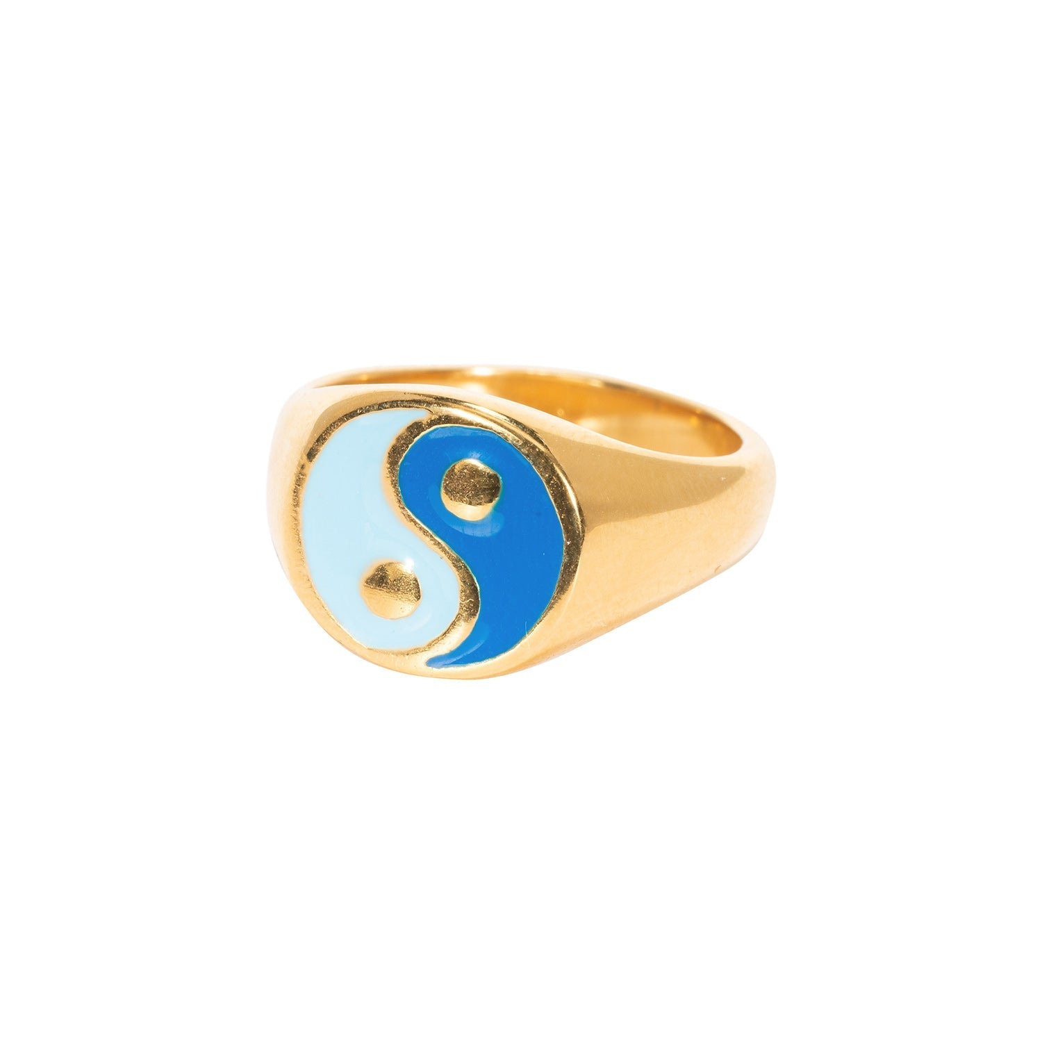 Women's Gold-Toned Stainless Steel Yin Yang Ring