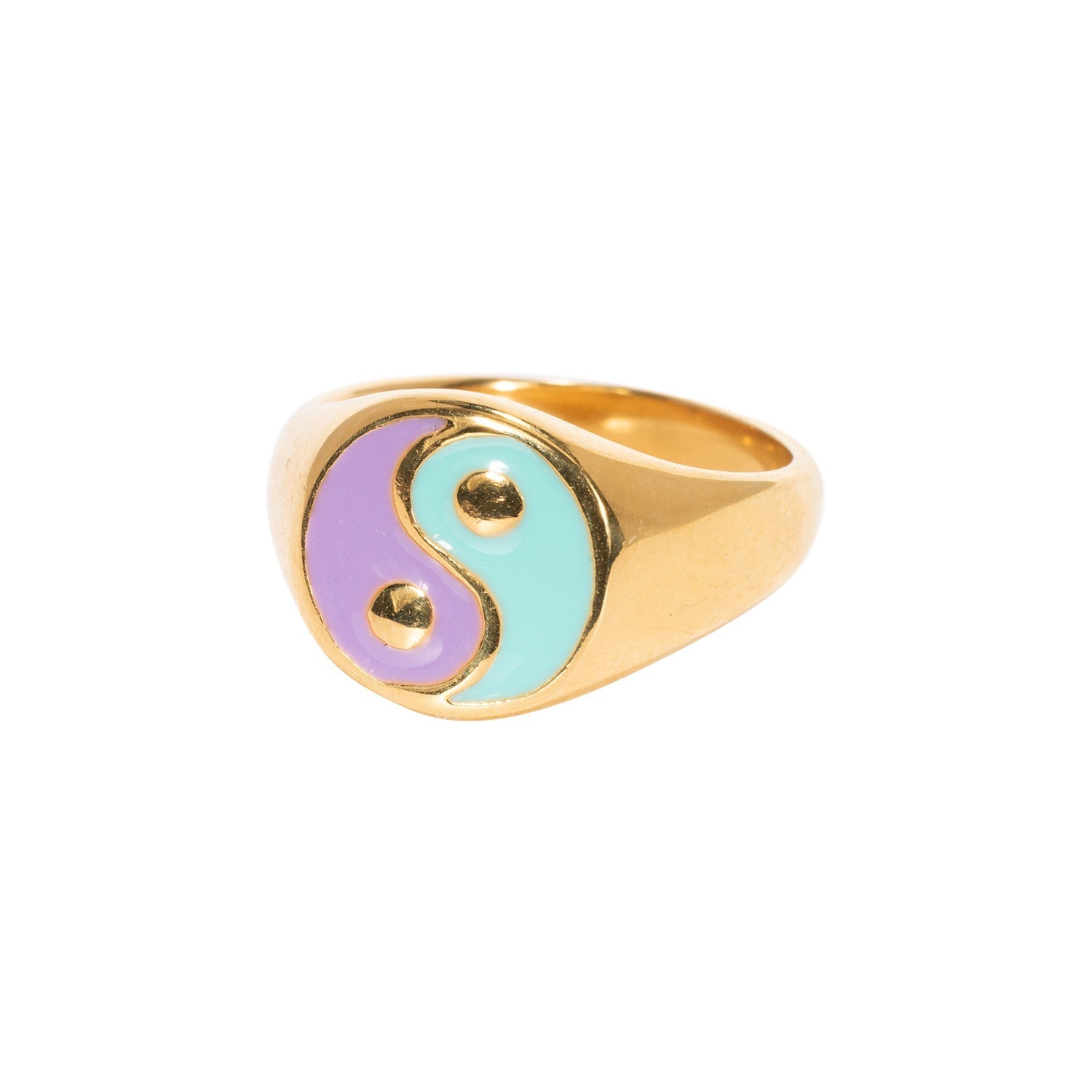 Women's Gold-Toned Stainless Steel Yin Yang Ring