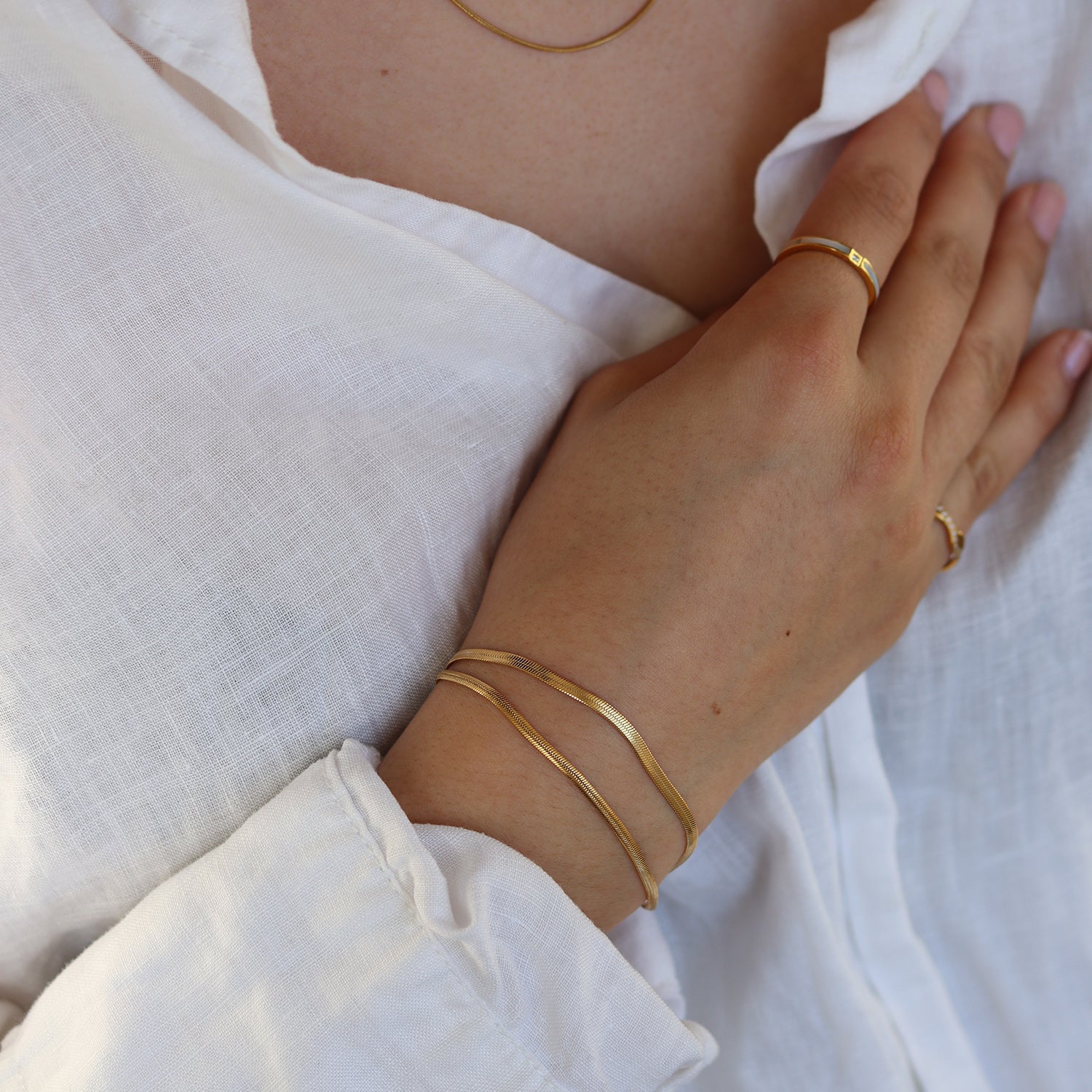 Yesminne | Waterproof Double Bracelet in Gold-tone Stainless Steel