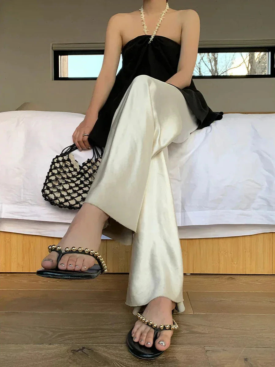 Liliana | Elegant & Comfortable Wide Leg Satin Pants