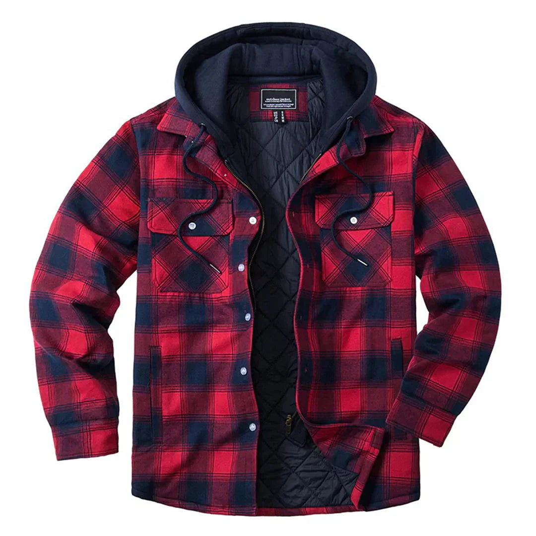 Florian - Men's Hooded Jacket with Plaid Design
