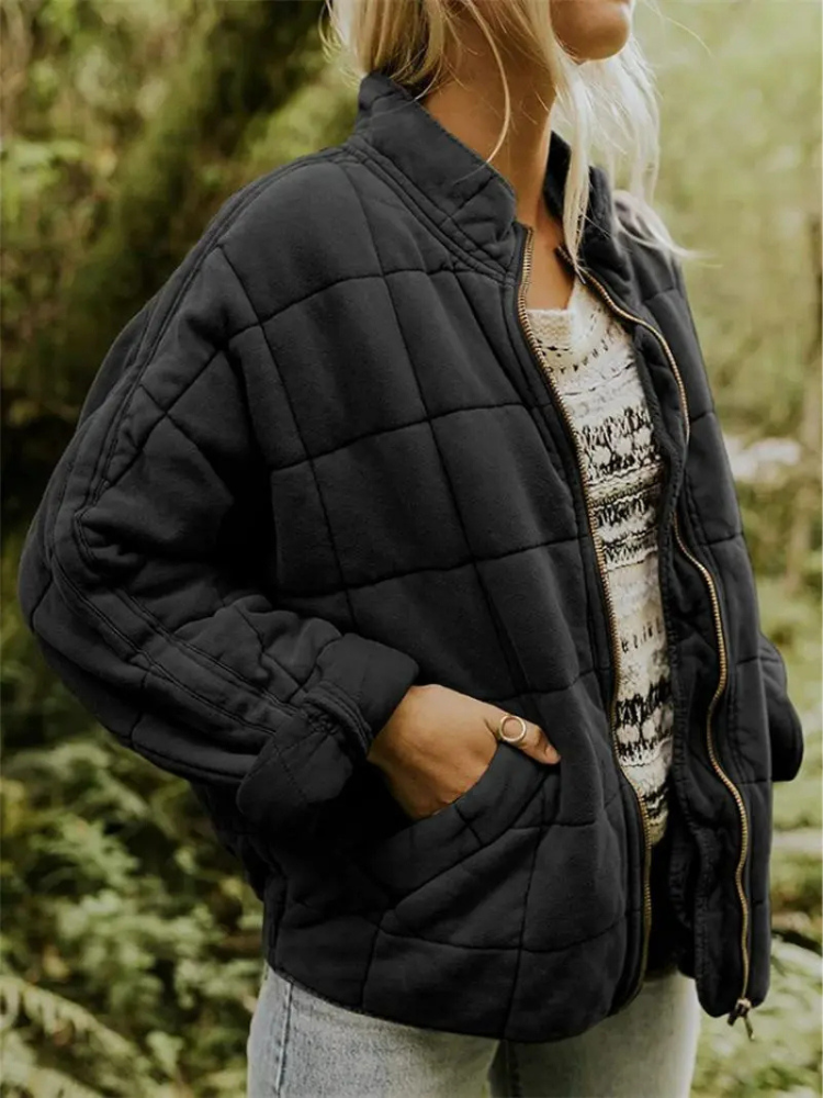 Elera | Mid-Length Jacket with Check Pattern