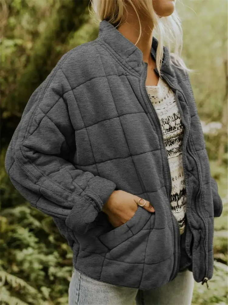 Elera | Mid-Length Jacket with Check Pattern