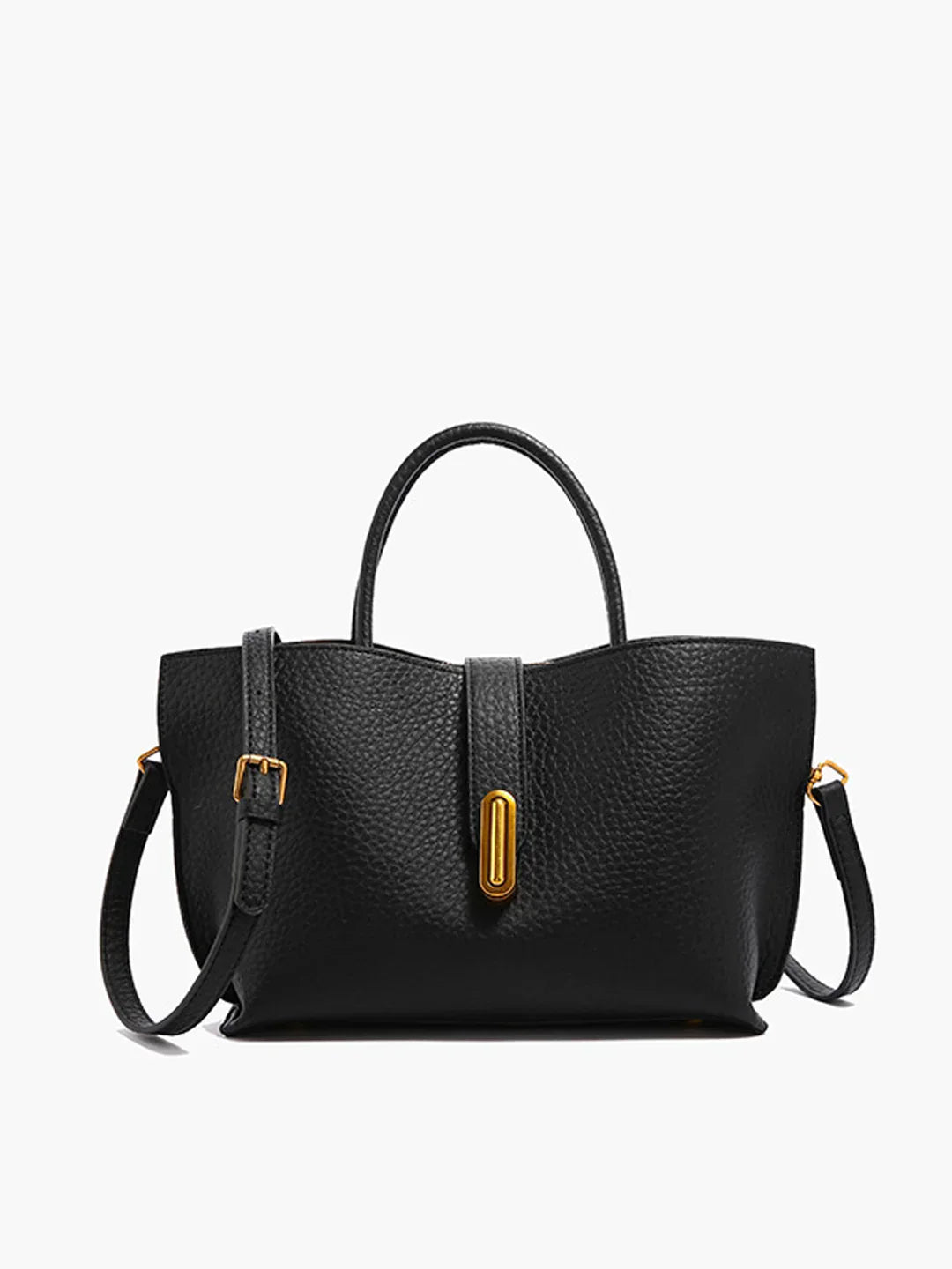 Lola-Jo | Luxe Shoulder Bag for Women – Pebbled Vegan Leather – Black