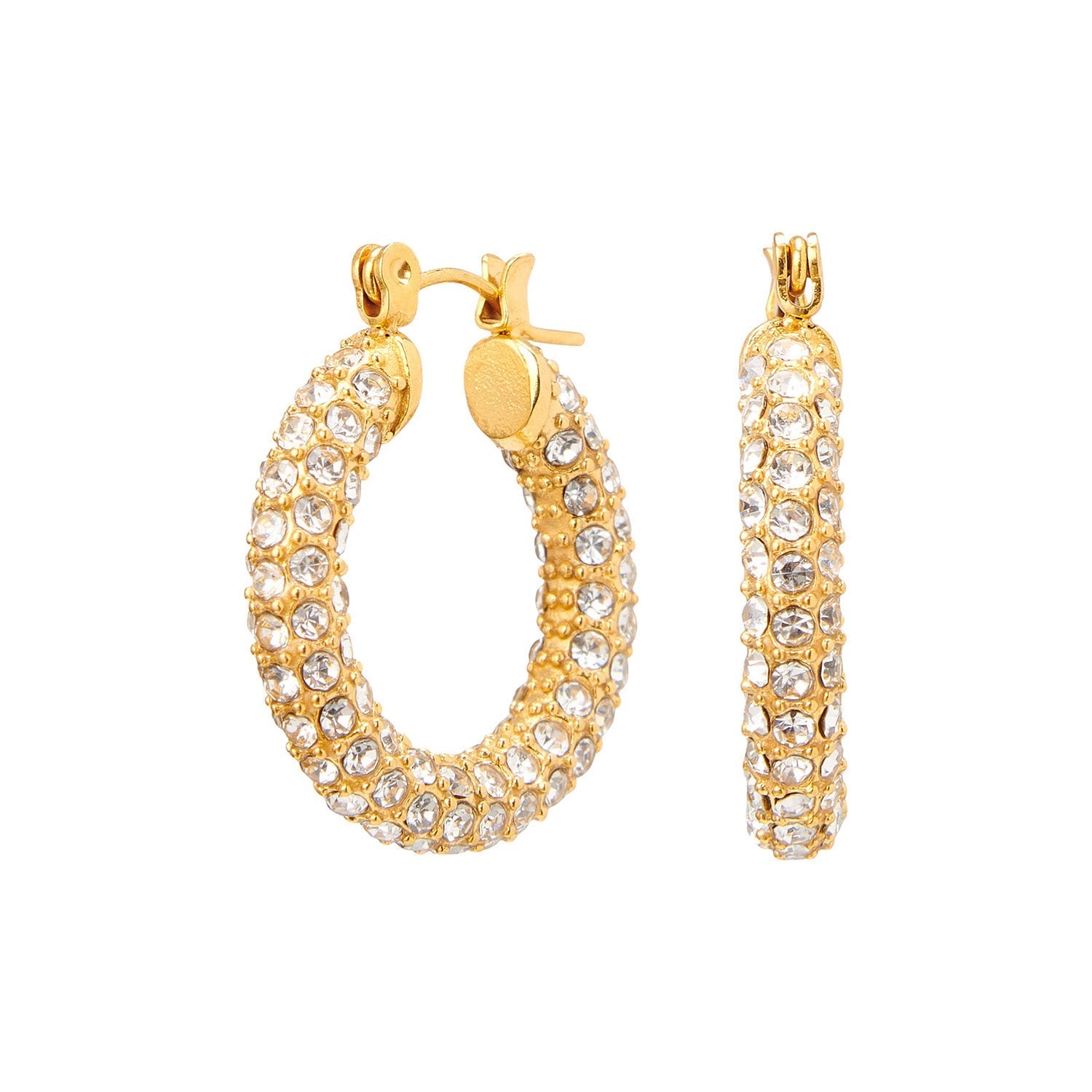 Judie | Chic Hoop Earrings Adorned with Zirconia Stones
