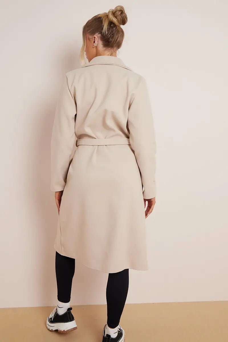 Cindy | Long Wool Ladies Trench Coat with Belt – Elegant & Warm